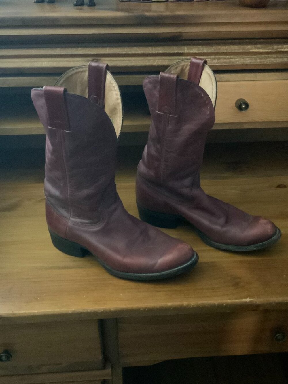 BURGUNDY COWBOY BOOTS by ALBERTA BOOTS SIZE 7 PREVIOUSLY WORN